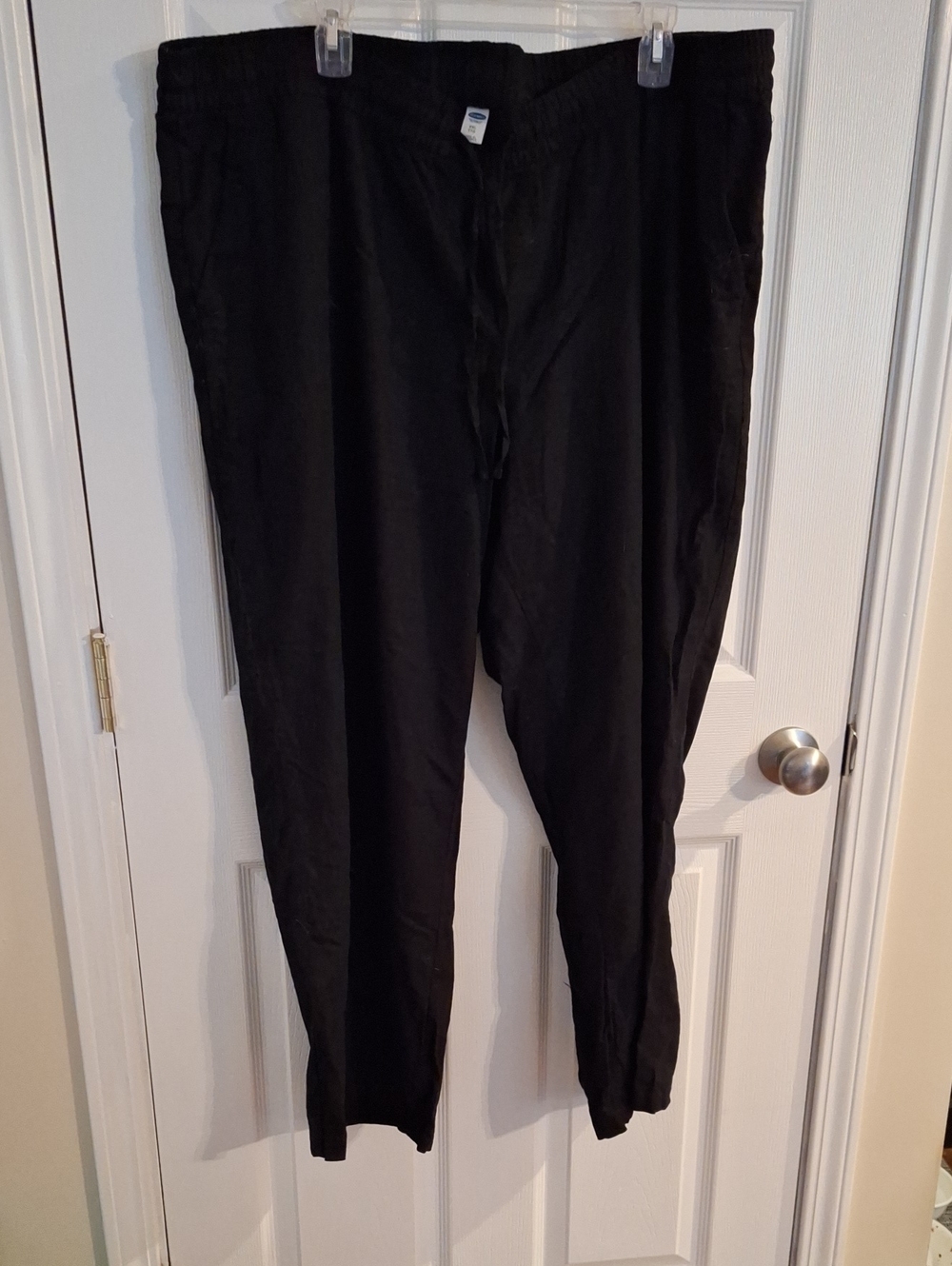 Old Navy Woman's Black Drawstring Linen-blend Pants